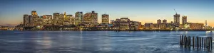 Images Dated 2nd May 2019: USA, New England, Massachusetts, Boston, city skyline from Boston Harbor, dusk