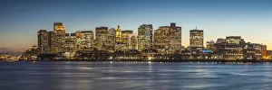 Images Dated 2nd May 2019: USA, New England, Massachusetts, Boston, city skyline from Boston Harbor, dusk