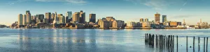 Images Dated 2nd May 2019: USA, New England, Massachusetts, Boston, city skyline from Boston Harbor, dawn