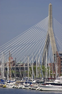 Images Dated 20th May 2009: USA, New England, Massachusetts, Boston, boats docked in Charlestown, Leonard P Zakim