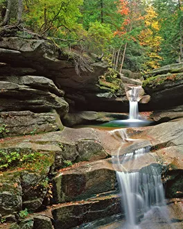 New Hampshire Prints: USA, New England, New Hampshire, White Mountains National Forest. Scenic of Sabbady Falls