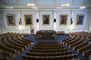 USA, New Hampshire, Concord, New Hampshire State House, interior of the chamber of