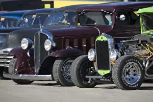 Nostalgia Prints: USA, New Hampshire, Epping. Antique cars lined up at an antique car show
