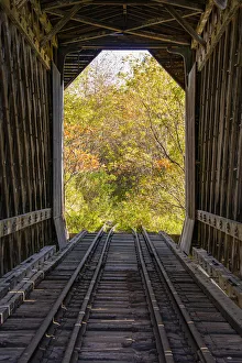 Railroad Prints: USA, New Hampshire, fall foliage