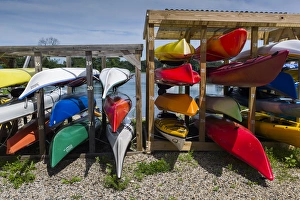 New Hampshire Prints: USA, New Hampshire, Portsmouth, rental canoes, Piscatauqua River