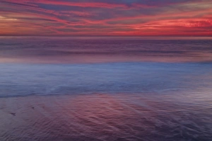 Cape May Prints: USA, New Jersey, Cape May. Multi-colored sunrise on ocean shore