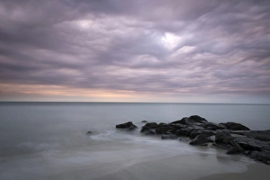 New Jersey Prints: USA, New Jersey, Cape May National Seashore. Sunrise on stormy beach landscape. Credit as