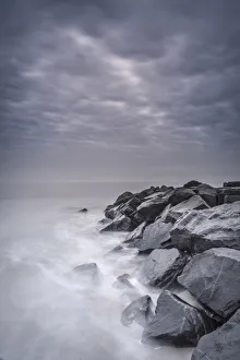 Images Dated 25th November 2016: USA, New Jersey, Cape May National Seashore. Stormy shoreline landscape. Credit as