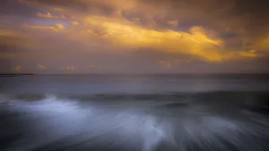 Images Dated 29th April 2021: USA, New Jersey, Cape May National Seashore. Sunset on ocean beach
