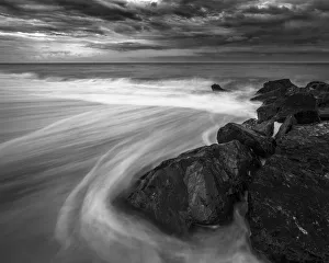 Images Dated 29th April 2021: USA, New Jersey, Cape May National Seashore. Sunrise on ocean beach