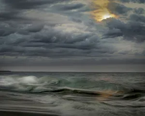 USA, New Jersey, Cape May National Seashore. Storm clouds over ocean