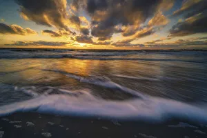 Images Dated 1st June 2021: USA, New Jersey, Cape May National Seashore. Sunset on ocean and shore