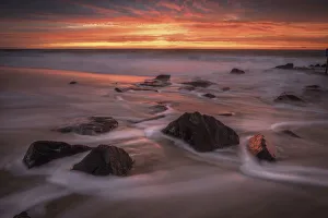 Images Dated 1st June 2021: USA, New Jersey, Cape May National Seashore. Sunset on ocean shore