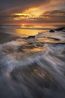 USA, New Jersey, Cape May National Seashore. Sunrise on ocean shore