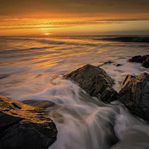 Images Dated 2023 April: USA, New Jersey, Cape May National Seashore. Sunrise on ocean shore