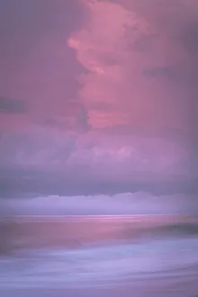 Images Dated 2nd June 2023: USA, New Jersey, Cape May National Seashore. Abstract of beach and clouds at sunrise