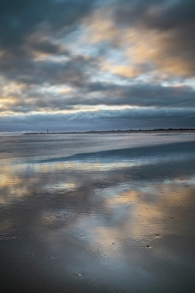 Jay Obrien Prints: USA, New Jersey, Cape May National Seashore. Beach and ocean landscape at sunset