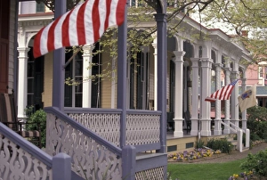 Porch Prints: USA, New Jersey, Cape May. Porch details, Victorian houses