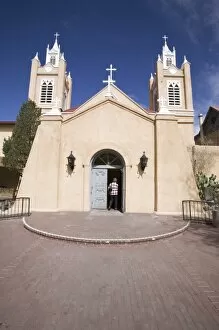 USA, New Mexico, Albuquerque. San Felipe de Neri church, founded in 1706, in historic