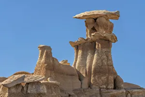 Badland Prints: USA, New Mexico, Bisti/De-Na-Zin Wilderness. Hoodoo eroded formations in badlands