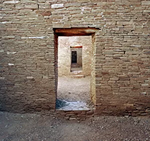 Images Dated 7th March 2007: USA, New Mexico, Chaco Culture National Historical Park. Doors at Pueblo Bonito in