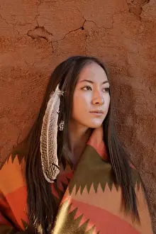 Woman Prints: USA, New Mexico, Cherokee woman at Pecos National Monument. (MR)