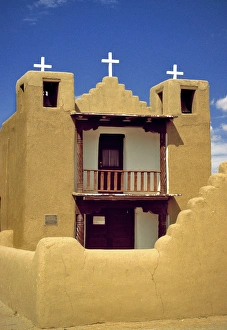 Adobe Prints: USA, New Mexico, Pueblo de Taos. St. Jerome Church in Pueblo de Taos, New Mexico