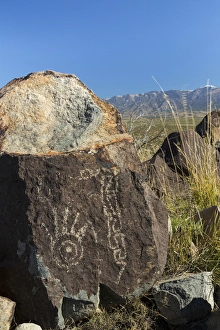 Images Dated 10th November 2014: USA, New Mexico, Three Rivers Petroglyph Site. Petroglyph etchings on rocks. Credit as