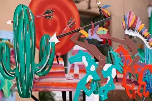 Decorative Prints: USA, New Mexico, Santa Fe: Canyon Road Gallery District Santa Fe Art / Outdoor Gallery