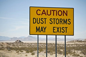 Weather Prints: USA: New Mexico, Steinson, Rt 10 W, sign warning of Dust Storms, (2 hrs west of