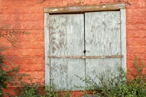 Artistic Prints: USA, New Mexico, Taos. Mission Ranchos de Taos, Colorful orange wall and weathered