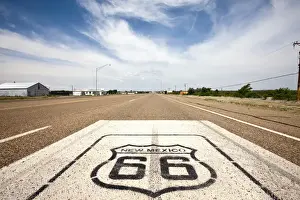 Route 66 Prints: USA, New Mexico, Tucumcari, Route 66 marker on highway