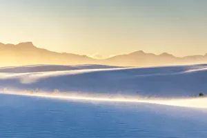 USA, New Mexico, White Sands National Monument. San Andres Mountains and wind-blown dunes
