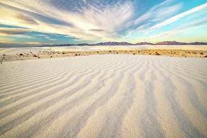 Images Dated 9th April 2022: USA, New Mexico, White Sands National Monument. White sand dunes and clouds