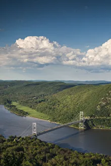 Mid Atlantic Prints: USA, New York, Bear Mountain State Park. elevated view of the Bear Mountain Bridge