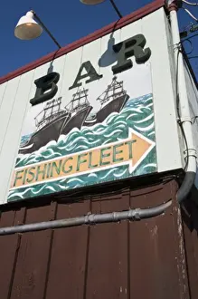Text Prints: USA, New York, East Hampton. Fishing Fleet Bar sign, Montauk