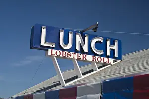 Text Prints: USA, New York, East Hampton. Sign for the Lobster Roll restaurant in Amagansett
