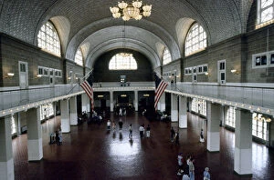 Images Dated 14th April 2005: USA, New York, Ellis Island. Registry room from balcony