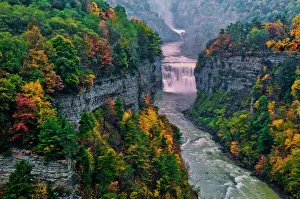 USA, New York, Letchworth State Park. River and waterfall in canyon. Credit as: Jay USA, New York, Letchworth State Park. River and waterfall in canyon. Credit as: Jay