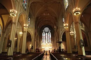 Manhattan Prints: USA. New York. New York City. The interior view of Gothic style Grace Church on Broadway