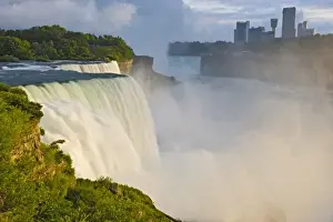 USA, New York, Niagara Falls. View of American Falls in foreground, Goat Island