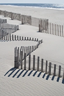 Long Island Prints: USA, New York, Southampton. Beach erosion fence, Westhampton Beach