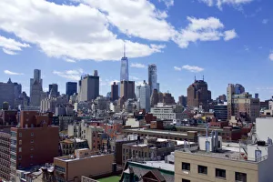 New York City Prints: Usa, New York: view from New Museum of Contemporary Art terrace; looking toward Dowtown