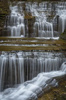 Images Dated 5th May 2018: USA, New York, Watkins Glen. Waterfall cascade over rock