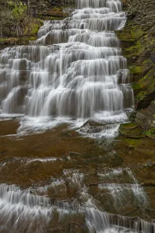 Images Dated 3rd May 2018: USA, New York, Watkins Glen. Waterfall cascade over rock