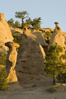 USA, NM, Church Rock. Unique land formations eroded over years in volcanic pumice