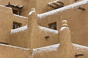 Lodging Prints: USA, NM, Santa Fe, Snow on Inn at Loretto