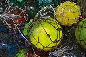 Images Dated 11th August 2012: USA; North America; Florida; Apalachicola; Colorful bouys draped in netting