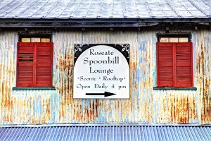 Images Dated 12th August 2012: USA; North America; Florida; Apalachicola; Old tin building with red shutters