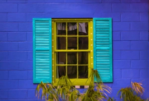 Darien Prints: USA; North America; Georgia; Darien; Colorful window at Purple Pickle Reataurant